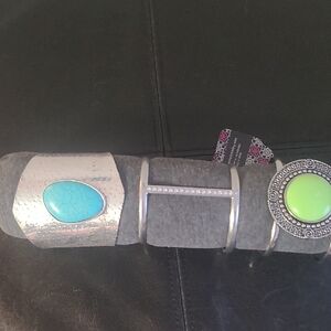 Paparazzi Silver and Turquoise Bracelet Set